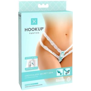 HOOK UP PANTIES - CROTCHLESS SECRET GEM WHITE BOW