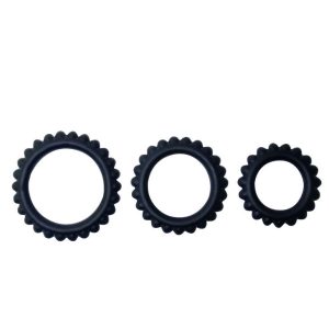 BAILE TITAN SET 3PCS COCK RING BLACK 2.8 + 2.4 + 1.9 CM