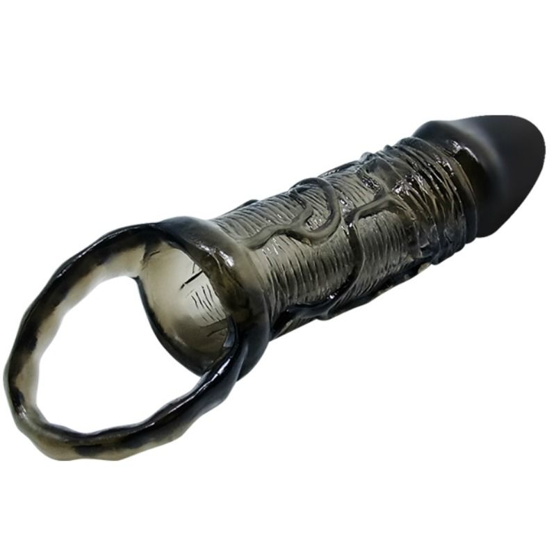 BAILE FUNDA EXTENSORA PENE CON STRAP PARA TESTICULOS NEGRO 13.5 CM - Image 3