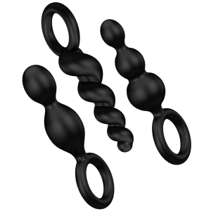 SATISFYER ANAL PLUGS CONJUNTO 3 PCS PRETO