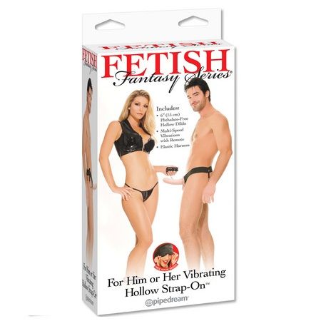 FETICHE HOLLOW VIBRATOR HARNESS PARA ELE E SEU 14CM NATURAL - Image 2
