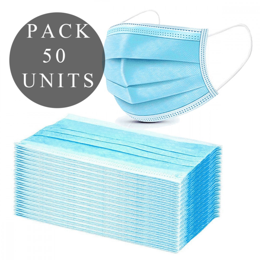 MÁSCARAS HIGIÊNICAS 3 CAMADAS COVID -19- 50 UNIDADES