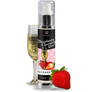 SECRETPLAY - ÓLEO DE MASSAGEM MORANGO E VINHO ESPUMANTE 50 ML