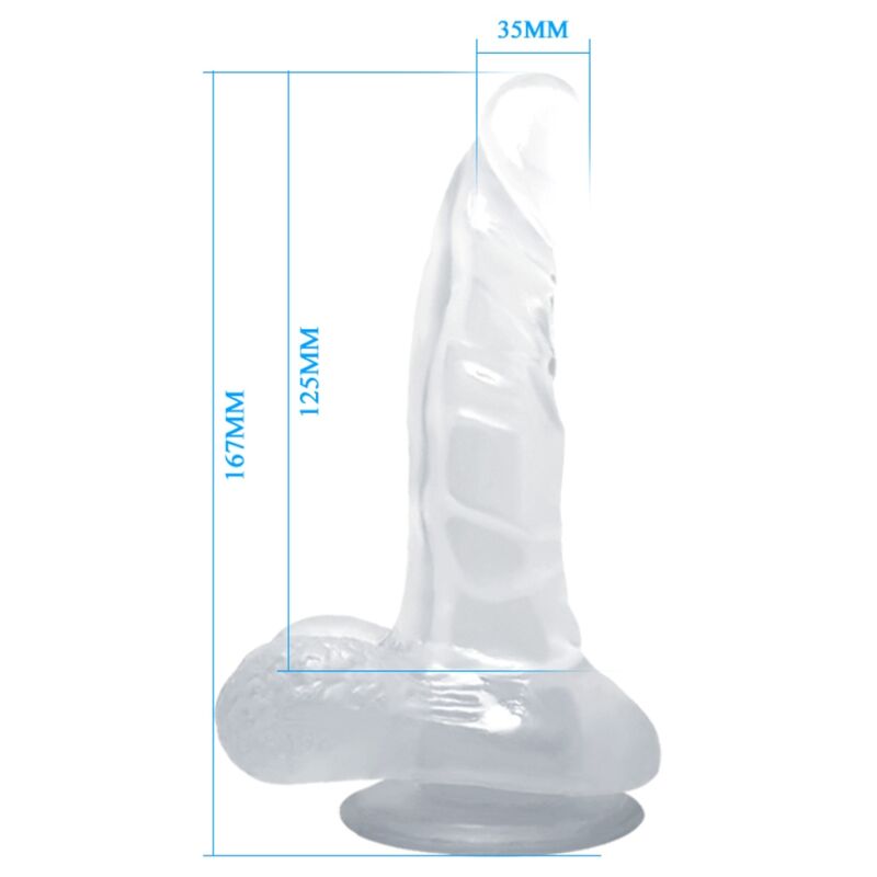 BAILE - DILDO REALISTA COM VENTOSA E TESTÍCULOS 16,7 CM TRANSPARENTE - Image 5