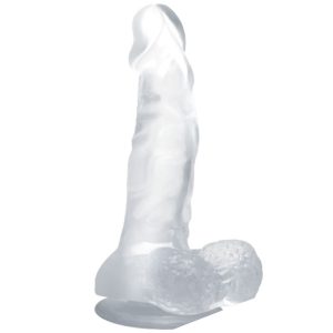 BAILE - DILDO REALISTA COM VENTOSA E TESTÍCULOS 16,7 CM TRANSPARENTE