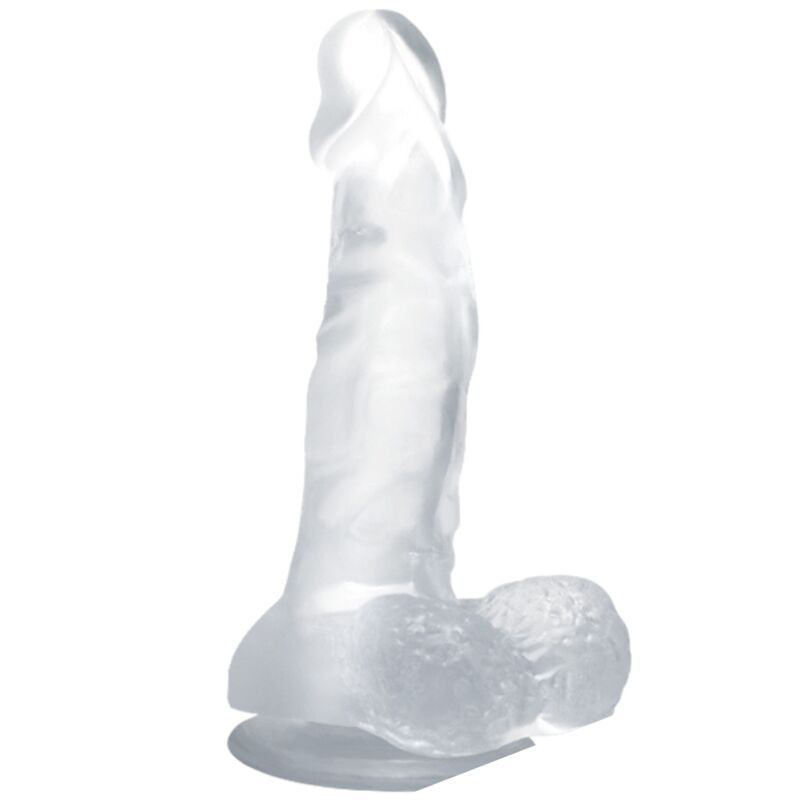 BAILE - DILDO REALISTA COM VENTOSA E TESTÍCULOS 16,7 CM TRANSPARENTE