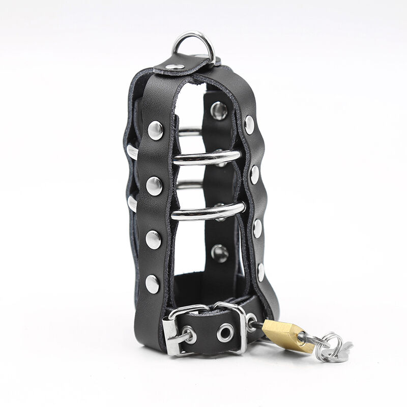 OHMAMA FETISH - BAINHA DE COURO COM ANÉIS DE METAL E CADEADO - Image 5