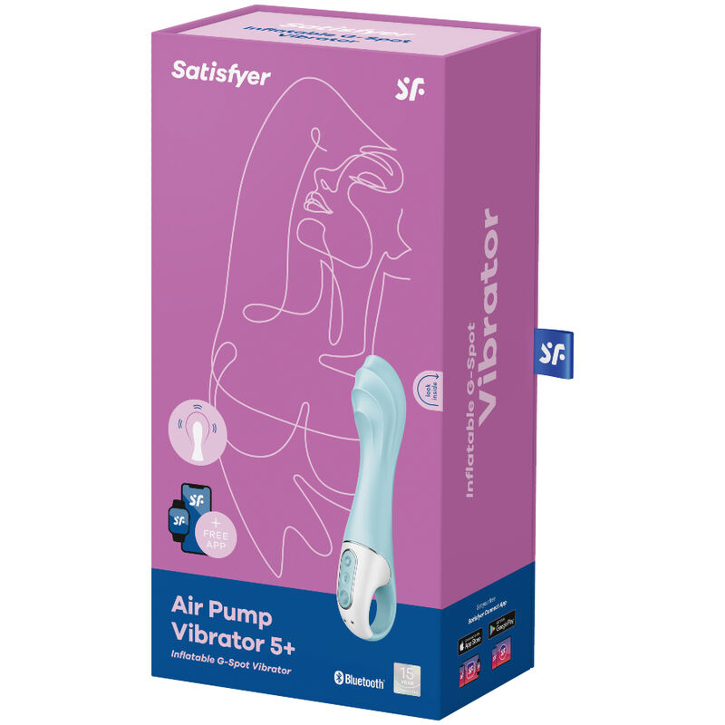 SATISFYER - AIR PUMP VIBRADOR 5+ APLICATIVO VIBRADOR INFLVEL G-SPOT AZUL - Image 4