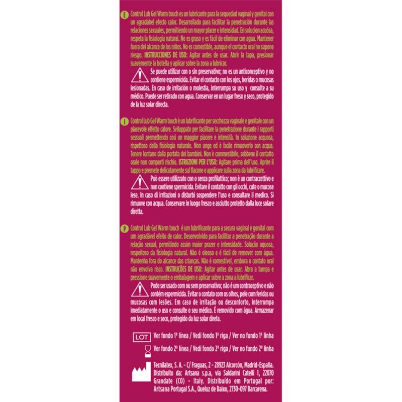 CONTROL - GEL LUBRIFICANTE EFEITO DE CALOR LUB 75 ML - Image 2