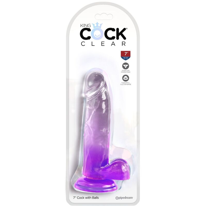 KING COCK - CLEAR PÊNIS REALÍSTICO COM BOLAS 15.2 CM ROXO - Image 2